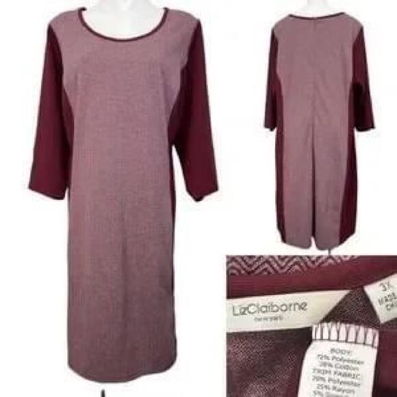 Liz Claiborne  New York plus size 3X maroon stretch sheath dress - Picture 1 of 3